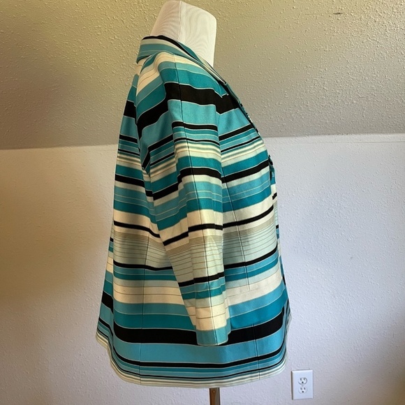 Turquoise/White Striped Talbots Blazer - Picture 2 of 5